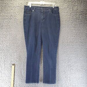 Cato Jeans Womens 12 Petite Blue Straight Leg Stretch Denim